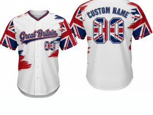 Custom Name and Number White Great Britain Flag Baseball Jersey Costumes Player For WBC - Image 1
