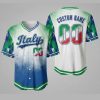 Custom Name and Number White Italy Flag Baseball Jersey For Fans WBC - Image 1