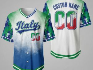 Custom Name and Number White Italy Flag Baseball Jersey For Fans WBC - Image 1