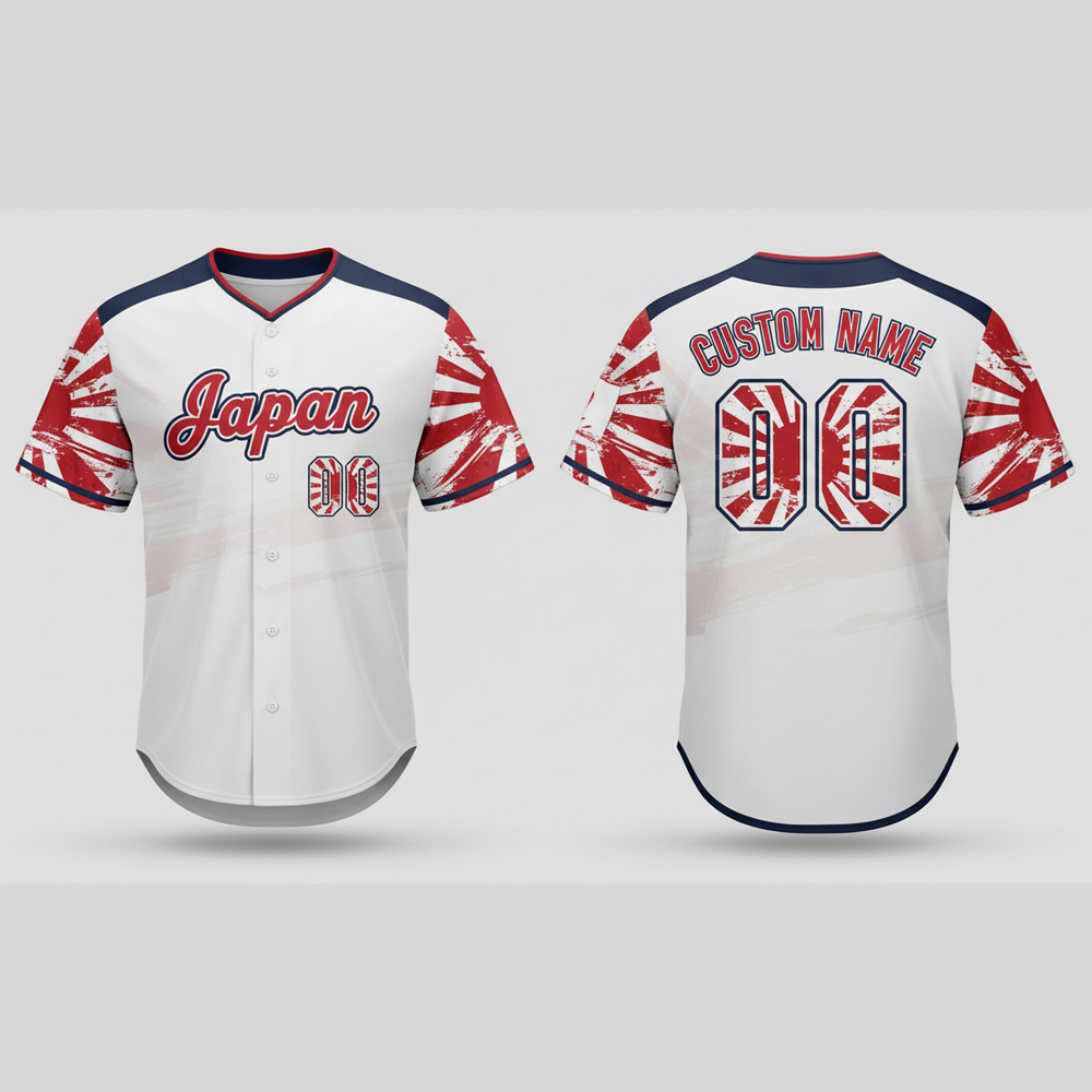 custom name and number white japan flag baseball jersey costumes player for wbc 1 Custom Name and Number White JAPAN Flag Baseball Jersey Costumes Player For WBC - Image 1