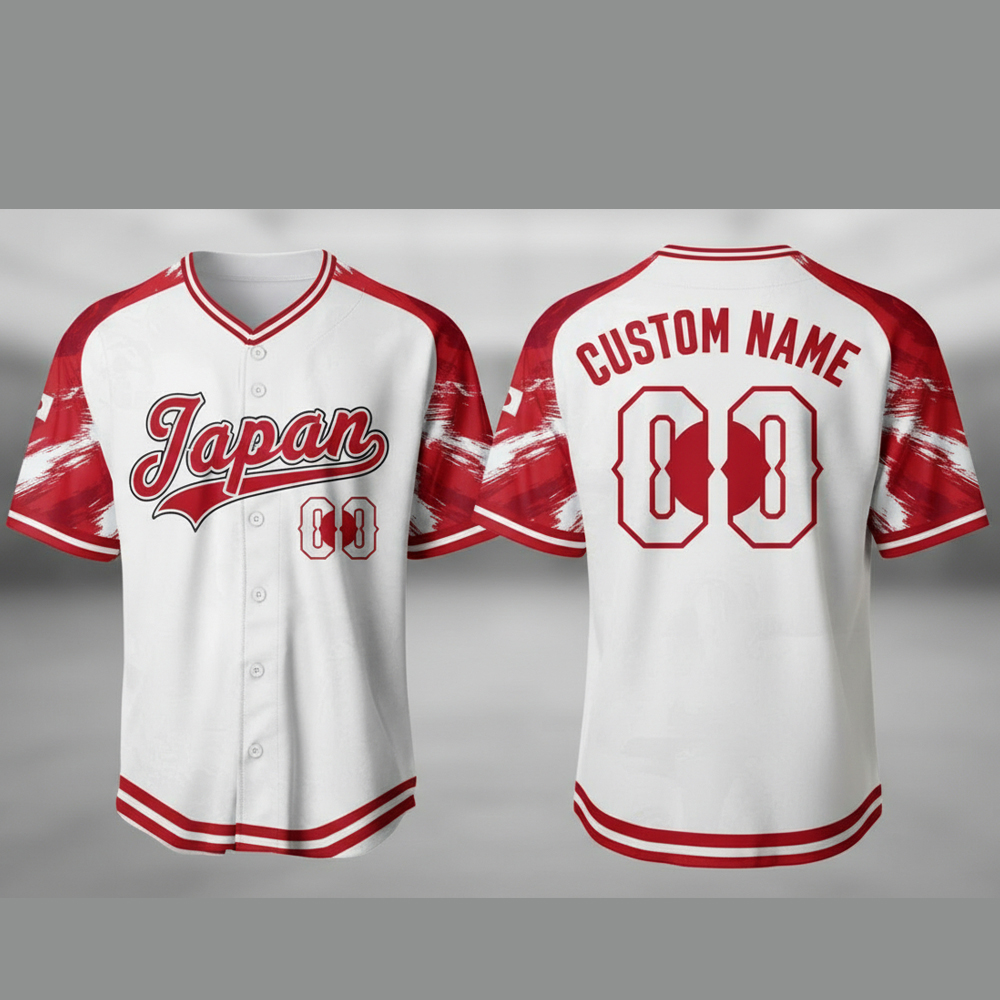 custom name and number white japan flag baseball jersey for fans wbc 1 Custom Name and Number White JAPAN Flag Baseball Jersey For Fans WBC - Image 1