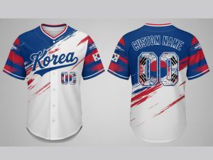 Custom Name and Number White Korea Flag Baseball Jersey Costumes Player For WBC - Image 1
