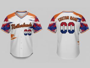 Custom Name and Number White Netherlands Flag Baseball Jersey Costumes Player For WBC - Image 1