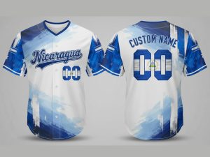 Custom Name and Number White Nicaragua Flag Baseball Jersey Costumes Player For WBC - Image 1