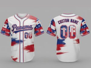 Custom Name and Number White Panama Flag Baseball Jersey Costumes Player For WBC - Image 1