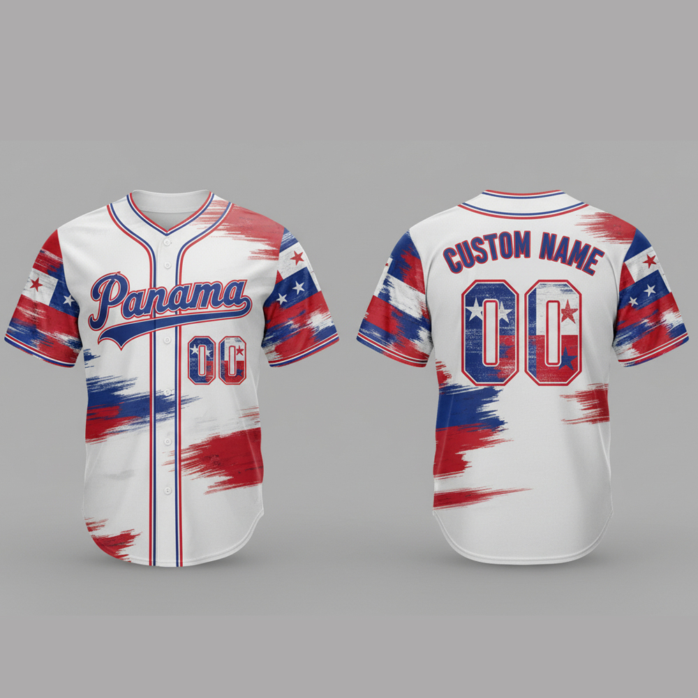 custom name and number white panama flag baseball jersey costumes player for wbc 1 Custom Name and Number White Panama Flag Baseball Jersey Costumes Player For WBC - Image 1