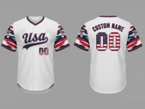 Custom Name and Number White USA Flag Baseball Jersey Costumes Player For WBC - Image 1