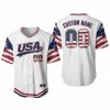 Custom Name and Number White USA Flag Baseball Jersey For Fans WBC - Image 1
