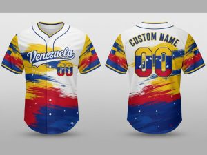 Custom Name and Number White Venezuela Flag Baseball Jersey Costumes Player For WBC - Image 1