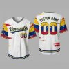 Custom Name and Number White Venezuela Flag Baseball Jersey For Fans WBC - Image 1